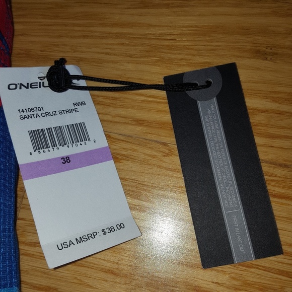 O'Neill Swim Surf Board Shorts Stripe Blue Sz 38 - Picture 2 of 6